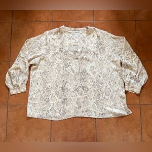 Ava & Viv Beige and Gray Snake Print Blouse